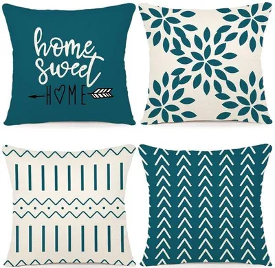 Immagine prodotto di Set di 4 federe in lino Unyqoos®, 40 x 40 cm, federe decorative traspiranti per la casa e il giardino, con cerniera invisibile, senza imbottitura
