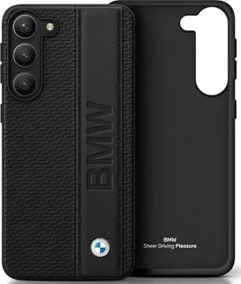 Obrázek produktu pro BMW BMHCS23M22RDPK Samsung Galaxy S23+ Plus černé pevné pouzdro Leather Textured & Stripe