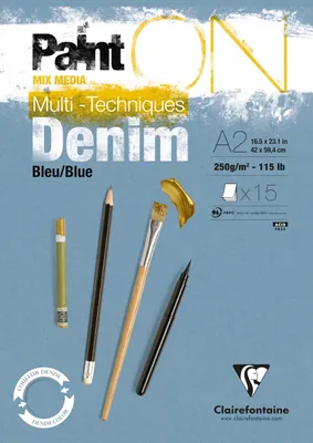 Produktbild von Clairefontaine Denim, Block A2, kopfseitig geleimt, 15 Blatt denimblau 975703C
