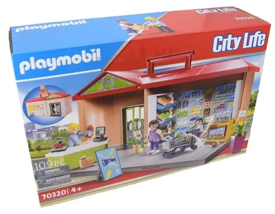 Produktbild von PLAYMOBIL City Life Take Along Grocery Store, Spielzeugfigurenset, 4 Jahr(e), 109 Stück(e)