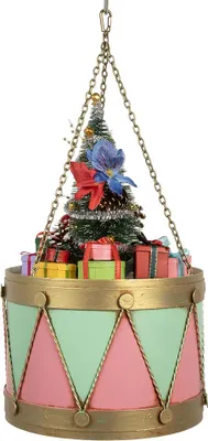 Image de Clayre & Eef Figurine de décoration Tambour Ø 21x34/43 cm Rose Vert Métal