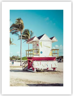 Produktbild von Poster - Poster ohne Rahmen - Strand Miami Florida - 30x40 cm - Wand Bild - Wanddeko - Wandbilder - Kunstposter - Wandposter - Bilder - Kunstdruck - Wanddekoration - Wandbild - P2XPA30x40-4332
