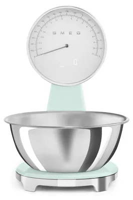 Zdjęcie produktu dla Smeg KSF01PGWW, Elektroniczna waga kuchenna, 5 kg, 1 g, Zielony, Plastik, Silikon, Stal nierdzewna, Blat