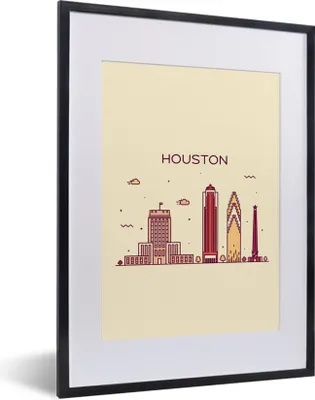 Produktbild von MuchoWow® MuchoWow® Gerahmtes Poster Texas - Skyline - Houston 30x40 cm - Poster mit zchwarzem Bilderrahmen - Wandposter Schlafzimmer