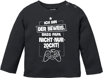 Produktbild von Baby Langarmshirt Babyshirt Babyshirt Ich bin der Beweis dass Papa nicht nur zockt Gamer Zocker Nerd Spruch lustig Jungen Mädchen Shirt Moonworks® schwarz 80/86 (10-15 Monate)