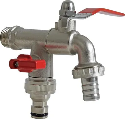 Produktbild von Außenwasserhahn Doppel Wasserhahn Garten 1/2 Zoll Anschluss Auslaufhahn