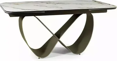 Produktbild von Esstisch Säulentisch Finity Ceramic 160-240x90x75cm Farbe wählbar ausziehbarweiß Marmor matt / Kupferpatina-Effekt