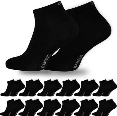 Produktbild von OCERA 12x Bambus Kurzschaft-Socken (Uni) für Damen und Herren in verschiedenen Farben - Schwarz 39/42