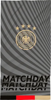 Produktbild von Offizielles DFB Handtuch für Sport und Zuhause in 75x150 cm · Großes Strandtuch zur Fußball EM 2024 aus 100% Baumwolle · Motiv Matchday grau gestreift
