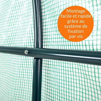 Image de GARDEBRUK® Serre de jardin tunnel plastique 7m² 6 fenêtres porte enroulable protection serre tomate hivernage légume plante fleur 350x200x200cm
