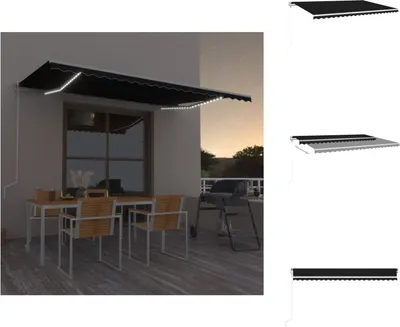 Obrázek produktu pro vidaXL Automatická markýza s LED a větrným senzorem 500x350 cm antracitová - Markýzy