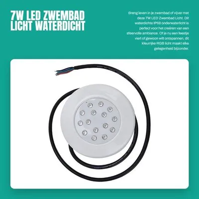 Zdjęcie produktu dla Oświetlenie podwodne 7W RGB - Wodoodporne (IP68) - Regulowane - Oświetlenie stawów - Lampy krajobrazowe - Wysoka jakość