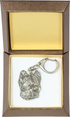 Image de Briard - Pendentif argenté pour clés avec chien dans un coffret cadeau, décoration pour sac à main, pendentif pour sac à dos de la marque Art-Dog