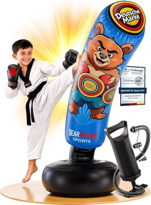 Productafbeelding van BearMotion Boxzak voor kinderen, staand, set, opblaasbaar, vanaf 3 jaar | Actief speelplezier voor thuis: kinderen kunnen energie kwijt en trainen