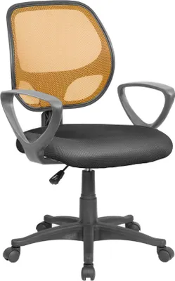 Produktbild von Bürostuhl Geraldton, Mesh-Arbeitsstuhl mit Armlehnen, Ergonomischer Bürositz, 56x57h88/100 cm, Schwarz und Orange