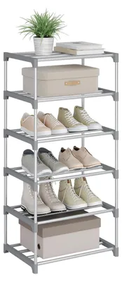 Imagen del producto de Estantería estrecha para zapatos, con 6 niveles, ideal para un almacenamiento que ahorra espacio