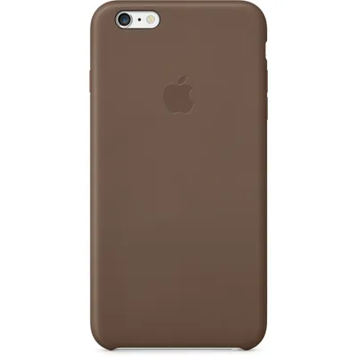 A brown iPhone 6 Plus leather case is shown against a white background.
