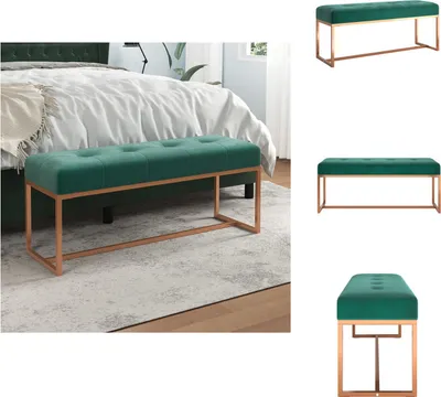 Image de vidaXL Banc vert foncé 110x36x45 cm velours - Bancs de coffre et de couloir
