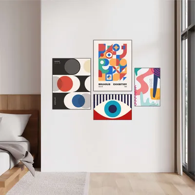 Image de Wallity, Mdf - 00133, Tableau décoratif en MDF (4 pièces), multicolore, 100 % MDF, 62 x 85 cm