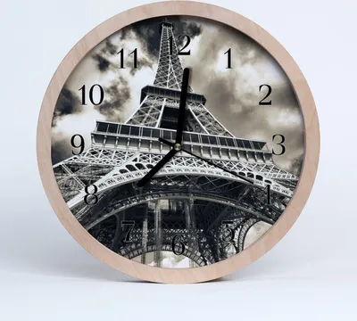 Produktbild von Holzuhr 30fi cm wanduhr - Eiffelturm Architektur