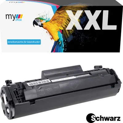 A toner cartridge and its packaging are shown.