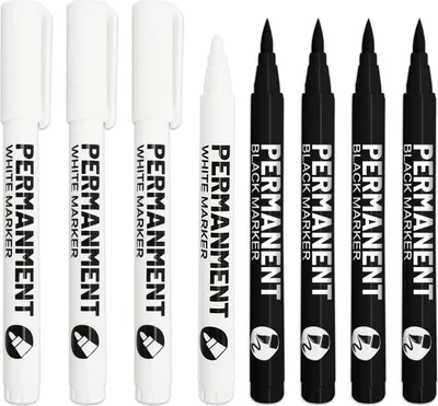 Produktbild von Acrylfarbstifte, Permanentmarker für Stein, Glas, Metall, Porzellan, Leinwand, Holz, Stein (Weiß, Schwarz)
