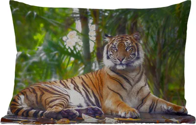 Produktbild von MuchoWow® Outdoor Kissen - Tiger - Tiere - Wald - Dschungel - 50x30 cm - Wetterfest - Lounge Kissen - Sofa kissen - Wohnzimmer Dekoration