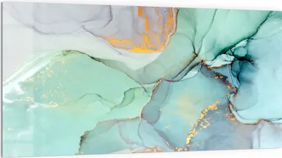 Produktbild von DEQORI Küchenrückwand Glas 100x50 cm 'Zerlaufene Wasserfarbe' Spritzschutz Bad Rückwand