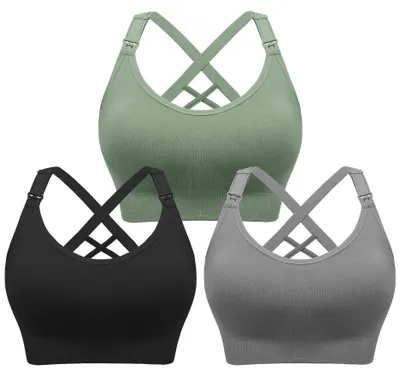 Immagine prodotto di Elzusha - Reggiseno sportivo senza cuciture, ideale per l'allattamento, con supporto