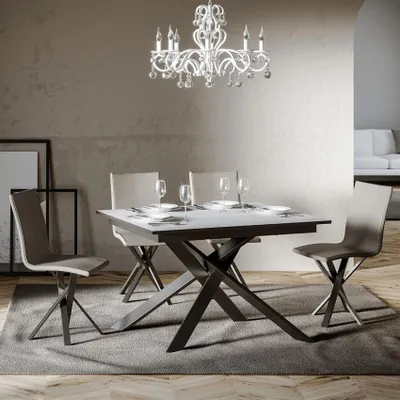 Produktbild von ITAMOBY - Ausziehtisch 120/180x90 cm Ganty Esche weiß mit Kante in Anthrazit Gestell und Füße Anthrazit