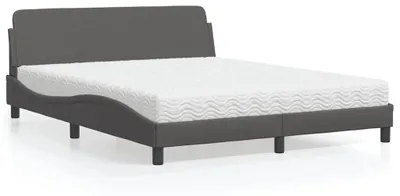 Produktbild von vidaXL Bett mit Matratze "Dover" Grau 160x200 cm Kunstleder