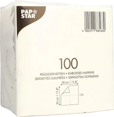 Immagine prodotto di PAPSTAR 88568 Servietten - 30 x 30 cm, 1-lagig, weiß, 100 Stück