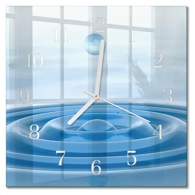 Produktbild von Tulup Glasuhr Wanduhr Küchenuhr Echt-Glas 30x30 cm Modern Dekorativ Geräuschlos Weiße Zeiger - Wasser