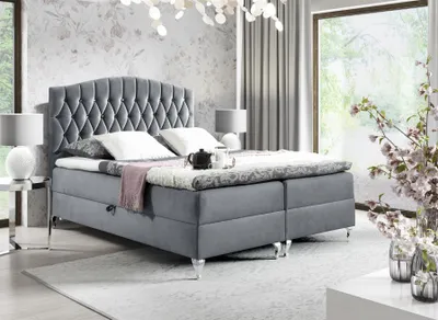 Produktbild von Boxspringbett Schlafzimmerbett DEVRAN 180x200cm Stoff Fresh Grau