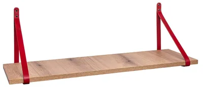 Produktbild von KOTARBAU Wandregal Eiche Evoke Schweberegal mit Ledergurten 100x25x1,8 cm Rot
