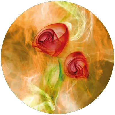 Produktbild von Wallario Premium Glasbild, freischwebende Optik, kräftige Farben, rund 50cm Durchmesser, Motiv Abstrakte Rosen