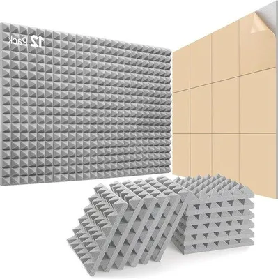 Produktbild von Famanu Akustikpaneele selbstklebend - 12 Stück - 30 x 30 x 5 cm - Schallisolierung - Gaming-Dekoration - Podcast-Studio