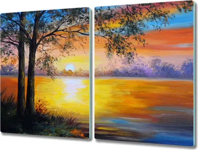 Produktbild von Coloray Hackbrett Küchenbrett Kochplattenabdeckung Schneidebrett Herdabdeckplatte 2x40x52 cm - Sunset Himmel