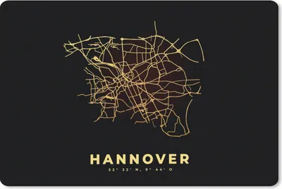 Produktbild von MuchoWow® Schreibtischunterlage Schwarz und Gold - Karte - Hannover - Stadtplan - Straßenplan 60x40 cm - XXL Mauspad - Großes Mauspad
