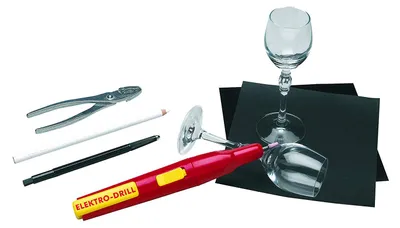 Produktbild von Bastelset Glasgravur mit batteriebetriebenem Gravierstift, 2 Gläsern und Vorlagen