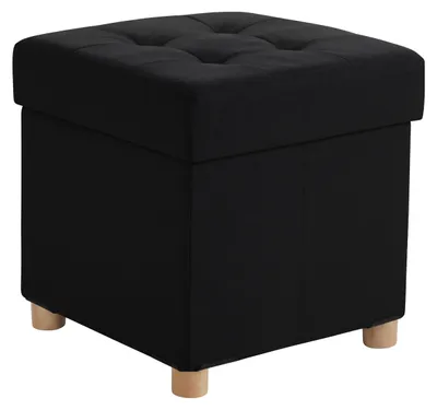 Sitzkiste mit Stauraum 38x38x38 cm schwarz Linnenlook