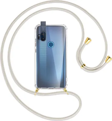 Produktbild von Handykette Backcover-Schutzhülle mit Band (Metall goldfarben) für Motorola One Hyper - broken white