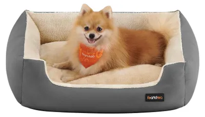 Produktbild von Hundebett/Hundesofa - PGW003 - Abnehmbares wendbares Kissen - Erhöhte Ränder - 100% Baumwolle - Maschinenwaschbar - Grau