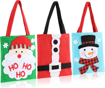 Obrázok produktu pre com-four® 3x darčeková taška na Vianoce - darčeková taška na Vianoce a advent - darčeková taška s uškami - plstená taška s vianočnými motívmi 24 x 20 cm