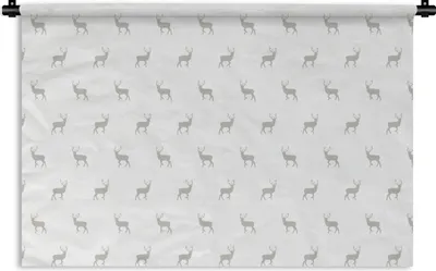 Produktbild von MuchoWow® Wandteppich Wandbehang Muster - Hirsche - Weiß 150x100 cm Tapisserie Dekoration Wandtuch - Waschbar - Tapisserien - Wand-Decke