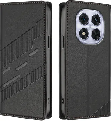 Produktbild von Hülle für Xiaomi Redmi Note 14 Pro 5G/Note 14 Pro+ 5G/Poco X7, Kunstleder Brieftaschen Handyhülle mit Kartenfach und Standfunktion Schwarz