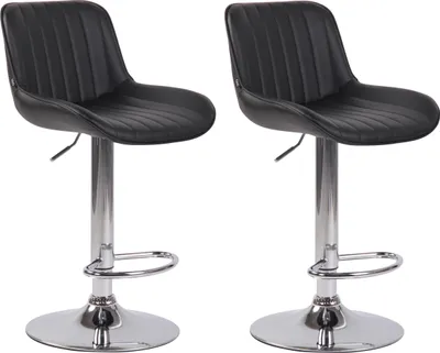Produktbild von CLP 2er Set Barhocker Lentini Kunstleder drehbar mit Höhenverstellung | Farbe schwarz Gestell Farbe chrom