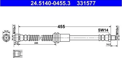 Produktbild von ATE 24.5140-0455.3 Bremsschlauch Vorne passend für MERCEDES-BENZ C-Klasse Limousine (W204) C-Klasse T-modell (S204) E-Klasse Coupe (C207)