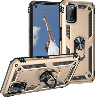 Image de Étui pour OPPO A52/A72/A92 4G étui de protection militaire double couche avec anneau et support Or