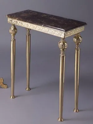 Produktbild von Casa Padrino Luxus Barock Konsole Gold / Schwarz 64 x 31 x H. 80 cm - Edler Messing Konsolentisch mit Marmorplatte - Barock Möbel